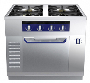 Electrolux Professional MCQIEAJCVO Modular Cooking Range Line thermaline 90 - 4-Burner Gas Top on Static Gas Oven, 1 Side, H=700 (Town Gas) (Code 593348)