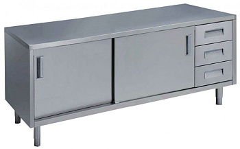 Standard Preparation 2000 mm Table with 3 Right Drawers & Sliding Doors (Code 133263)