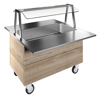 REFRIGERATED WELL, STATIC, 3GN+WHEELS H=750MM OVERSHELF W/LED LIGHTS (CODE 322061)