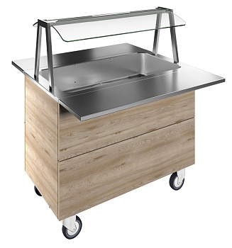Electrolux Professional F11C3AW02S Flexi System Kühlwanne, statisch mit Ventilator gekühlt in einem Unterbau (3 GN Behälterkapazität) mit Räder, eingebautem Ventilator,  Tablar mit LED-Beleuchtung und zwei Tablettrutschen (längs, klappbar)aus AISI (Code 322031)