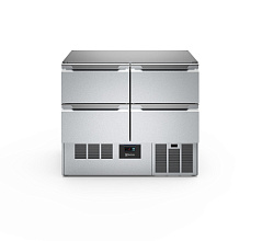 Electrolux Professional SAL25N04 Digitale Kühltische Kompakt-Kühltheke mit 4 Schubladen 250lt, +2+10°C, AISI 304, ohne Arbeitsplatte R290 (Code 725112)