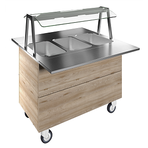 Electrolux Professional F02H3AW04S BAIN-MARIE, WATER, THREE WELLS, 3GN+WHEELS H=900MM OVERSHELF WITH HOT LIGHTS (CODE 322022)
