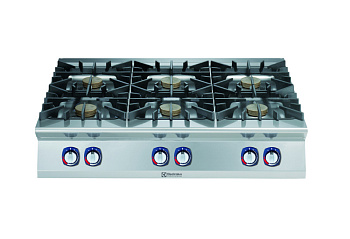 Electrolux Professional E9AAOAAOMIE Modulare Großküchengeräteserie 900XP Gaskochfeld mit 6 Brennern (jeweils 10 kW) und 3-mm-Arbeitsplatte (Code 391464)