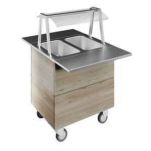 Electrolux Professional F02H2AW02S BAIN-MARIE, WATER, TWO WELLS, 2GN+WHEELS H=900MM OVERSHELF W/LED LIGHTS (CODE 322003)