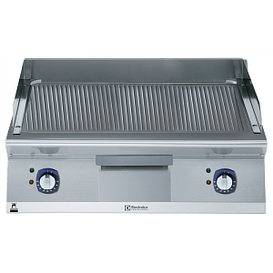 Electrolux Professional E9IILDAOMEA ELECTRIC FRYTOP FULL RIBBED SLOPED 800MM - BRUSHED CHROME (CODE 391408)