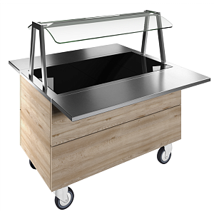 Electrolux Professional F04H3KW02S TEMPERED GLASS TOP, 3GN+WHEELS H=750MM OVERSHELF W/LED LIGHTS (CODE 322058)