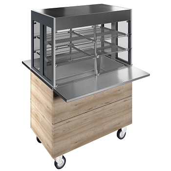 REFRIGERATED WELL WITH REFRIGERATED DISPLAY, COMPACT, 3GN+WHEELS H=900MM OVERSHELF W/LED LIGHTS (CODE 322037)