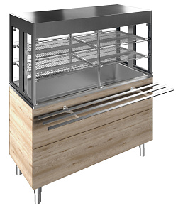 Electrolux Professional F19C4AF00W Kühlwanne mit Unterbau und Kühlvitrine, compact  (4 GN Behälterkapazität) mit Füsse Tablar mit LED-Beleuchtung und drei Tablettrutschen(Kundenseite) aus Edelstahl, H=900mm (Code 322101)